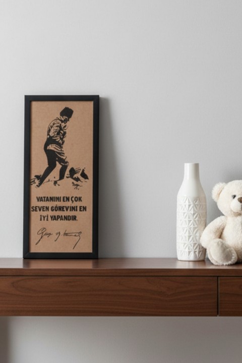 Atatürk Tablosu 60x25 Atatürk Köşesi için Kocatepe Siluet UV Baskılı Ahşap Çerçeveli Dekoratif Tablo