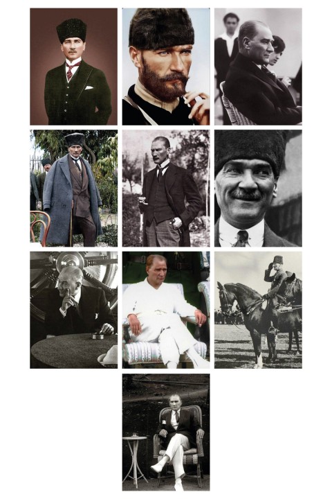Atatürk Fotoğrafları Tablo  13 x 18 Cm 10 lu Ahşap Tablo Seti