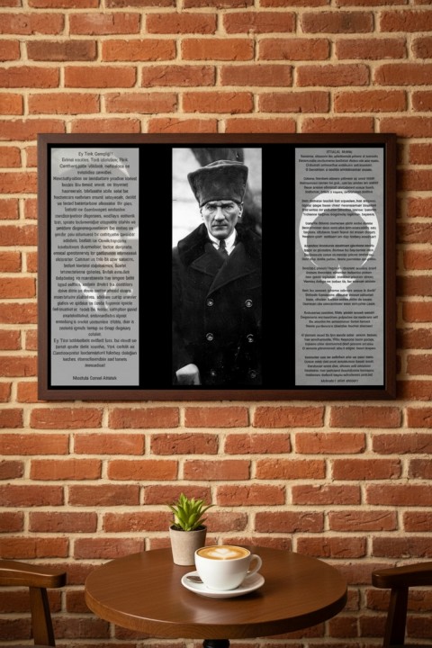 Çerçeveli Atatürk Tablosu 3’lü Set | Gençliğe Hitabe, Atatürk Portresi ve İstiklal Marşı