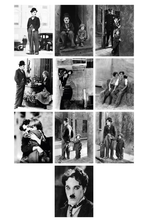 Charlie Chaplin, Modern Times 13,5 x 18 Cm 10'lu Ahşap Tablo Seti