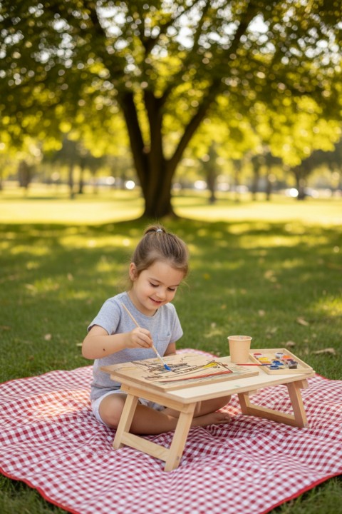 Çocuklar İçin Ahşap Boyama Seti – 16 Parça MDF Boyama Kitabı, 6 Renk Akrilik Boya ve 2 Fırça