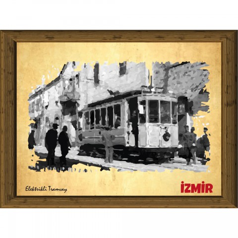 Eski İzmir 13,5x18 cm Çerçeve Görünümlü 5'li Ahşap Tablo Seti, Siyah Beyaz Tablo