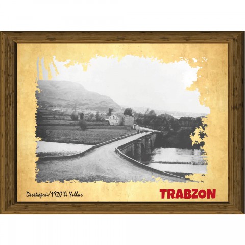 Eski Trabzon 13,5x18 cm Çerçeve Görünümlü 5'li Ahşap Tablo Seti, Siyah Beyaz Tablo
