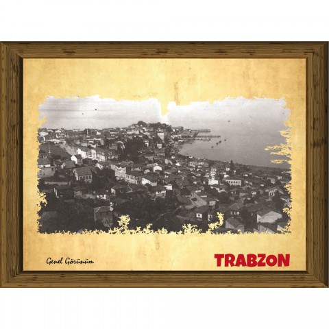 Eski Trabzon 13,5x18 cm Çerçeve Görünümlü 5'li Ahşap Tablo Seti, Siyah Beyaz Tablo
