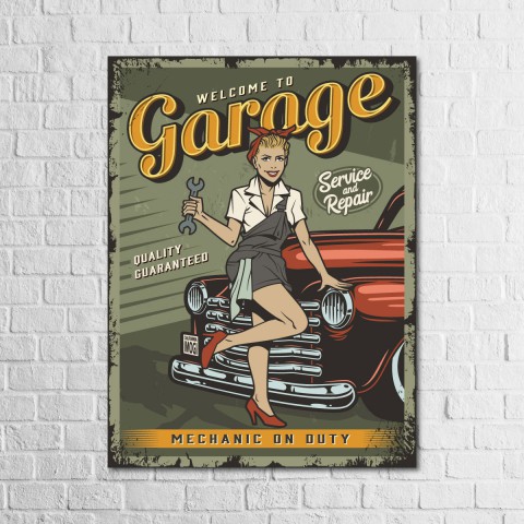 Garage 13,5x18 Ahşap Retro Tablo