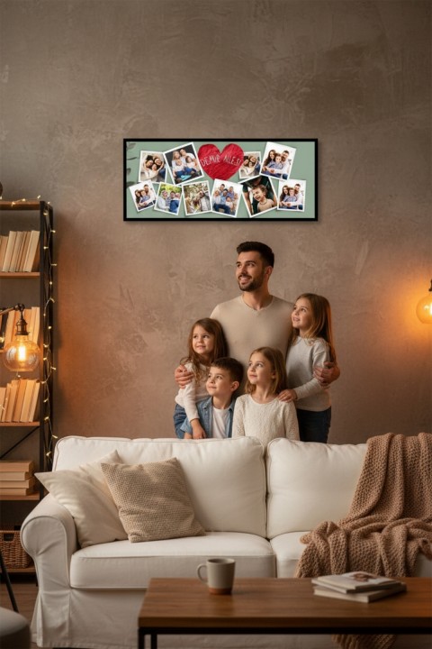 Kişiye Özel Aile Fotoğraf Kolaj Tablosu – İsimli Anı Tablosu | Dekoratif Duvar Tablosu