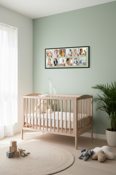 Kişiye Özel Bebek İlk 12 Ay Tablosu | Bebek Anı Panosu, Çocuk Odası Duvar Dekoru
