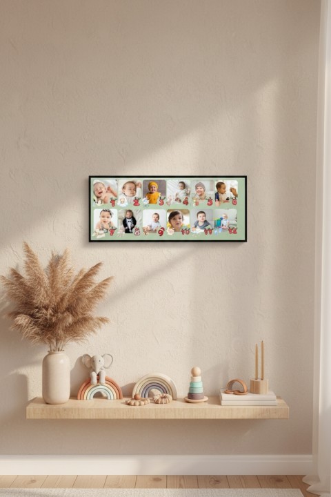 Kişiye Özel Bebek İlk 12 Ay Tablosu | Bebek Anı Panosu, Çocuk Odası Duvar Dekoru