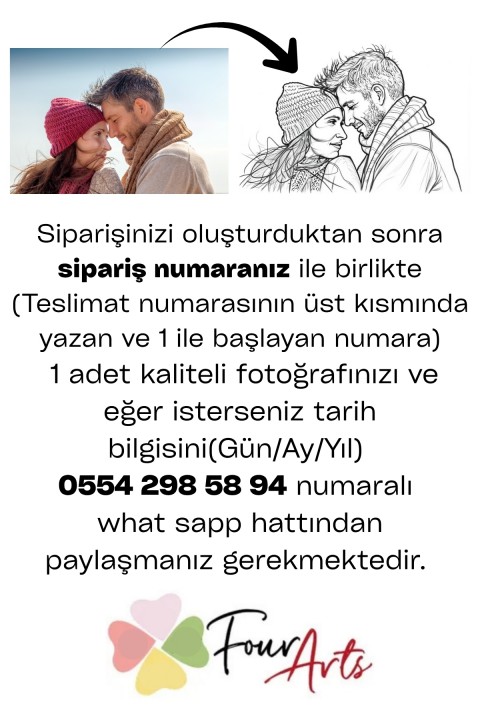 Kişiye Özel Karakalem Tablo | 25x25 cm Kare Çerçeveli | UV Baskılı Ahşap | Anı & Portre