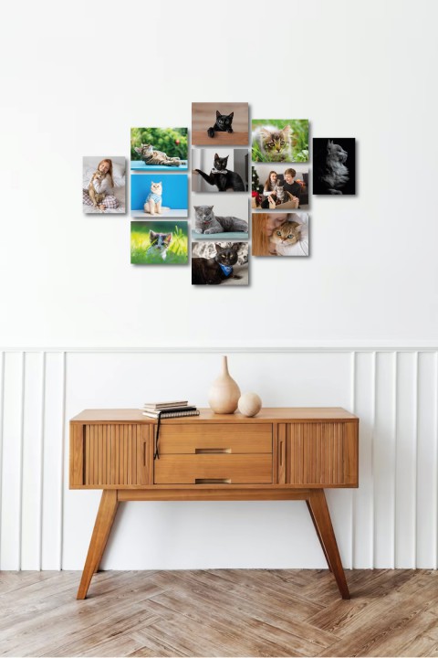 Kişiye Özel Kedi Albümü 13,5 x 18 Cm 12'li Ahşap Tablo Seti Kişiye Özel Kedi Albümü 13,5 x 18 Cm 12'li Ahşap Tablo Seti