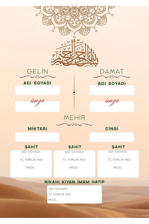 Kişiye Özel Nikah Akdi Cüzdanı