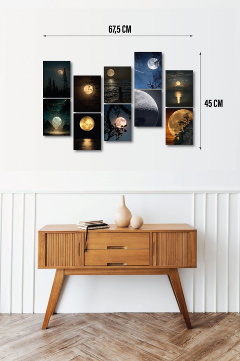Moon Light 13,5 x 18 Cm 10'lu Ahşap Tablo Seti