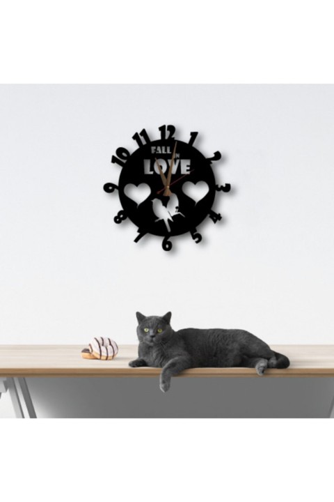 Siyah Fall In Love Dekoratif Metal Duvar Saati