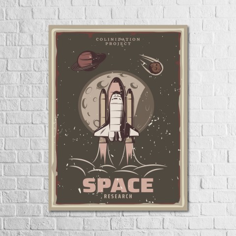 Space 13,5x18 Ahşap Retro Tablo