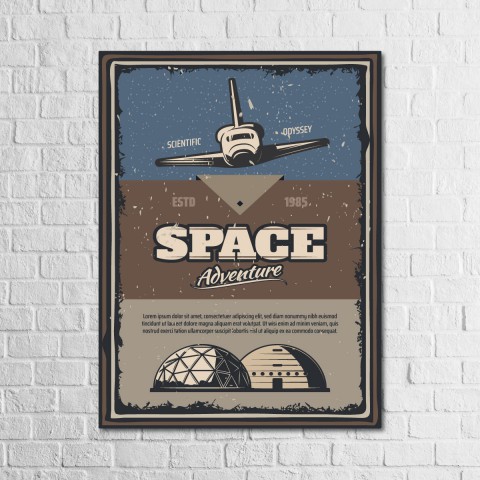 Space Adventure 13,5x18 Ahşap Retro Tablo