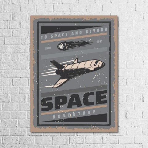 Space Adventure 13,5x18 Ahşap Retro Tablo