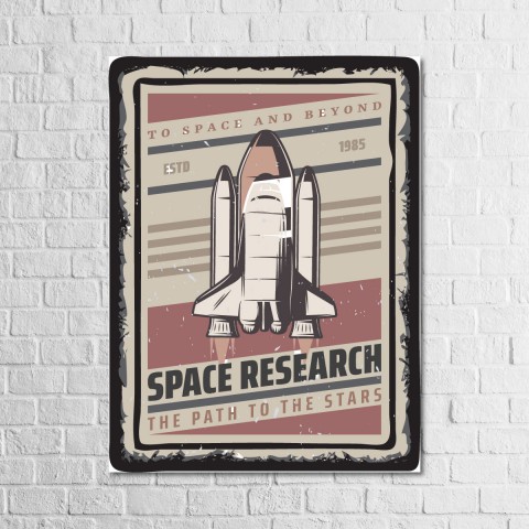 Space Research 13,5x18 Ahşap Retro Tablo