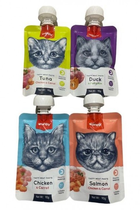 Tasty Meat Paste Taze Sıvı Kedi Ödül Maması Kedi Ödül Maması 4x90gr