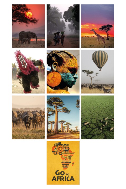 Time in Africa 13,5 x 18 Cm 10'lu Ahşap Tablo Seti Time in Africa 13,5 x 18 Cm 10'lu Ahşap Tablo Seti