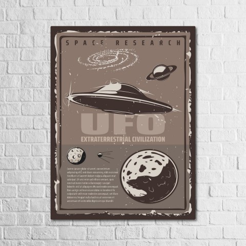 Ufo 13,5x18 Ahşap Retro Tablo