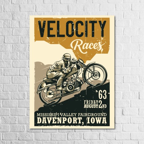 Velocity Races Party 13,5x18 Ahşap Retro Tablo