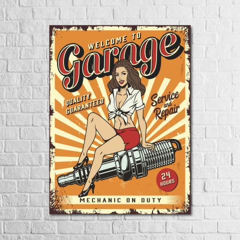 Well come toGarage 13,5x18 Ahşap Retro Tablo